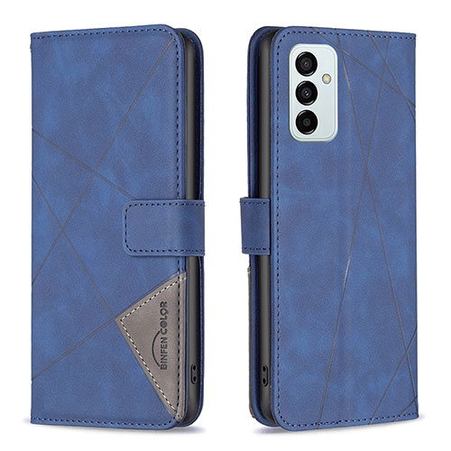 Leather Case Stands Flip Cover Holder B08F for Samsung Galaxy F23 5G Blue