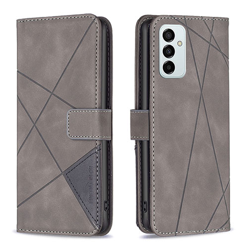 Leather Case Stands Flip Cover Holder B08F for Samsung Galaxy F23 5G Gray