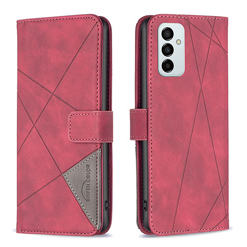 Leather Case Stands Flip Cover Holder B08F for Samsung Galaxy F23 5G Red