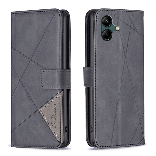 Leather Case Stands Flip Cover Holder B08F for Samsung Galaxy M04 Black