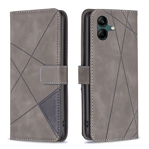 Leather Case Stands Flip Cover Holder B08F for Samsung Galaxy M04 Gray