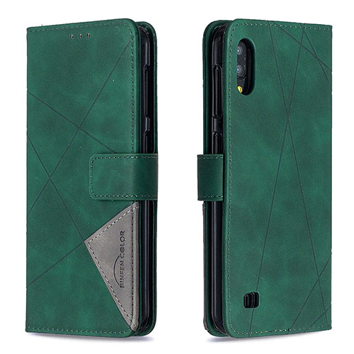 Leather Case Stands Flip Cover Holder B08F for Samsung Galaxy M10 Green