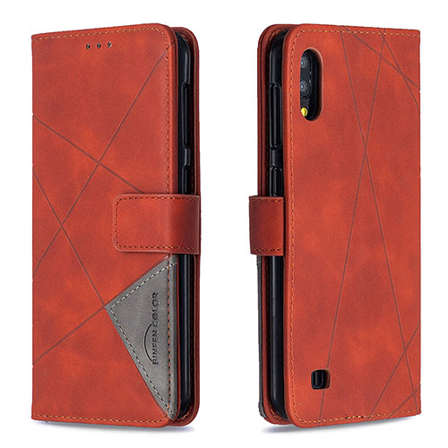 Leather Case Stands Flip Cover Holder B08F for Samsung Galaxy M10 Orange