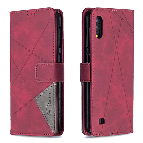 Leather Case Stands Flip Cover Holder B08F for Samsung Galaxy M10 Red