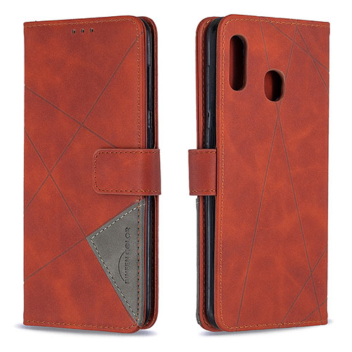 Leather Case Stands Flip Cover Holder B08F for Samsung Galaxy M10S Orange