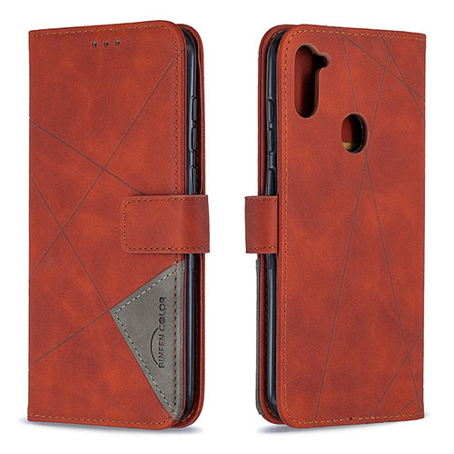 Leather Case Stands Flip Cover Holder B08F for Samsung Galaxy M11 Orange