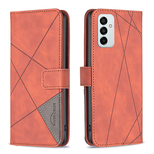 Leather Case Stands Flip Cover Holder B08F for Samsung Galaxy M23 5G Orange