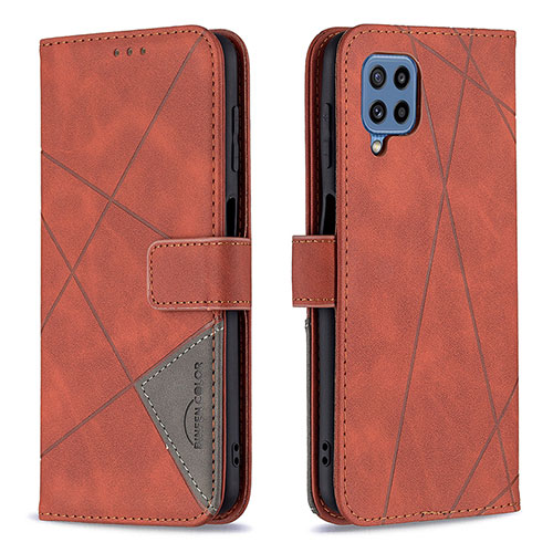 Leather Case Stands Flip Cover Holder B08F for Samsung Galaxy M32 4G Orange