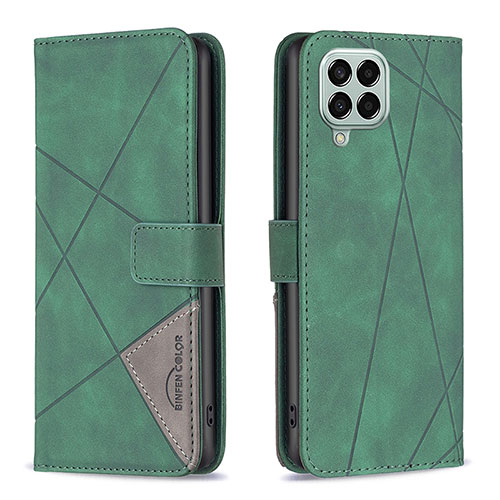 Leather Case Stands Flip Cover Holder B08F for Samsung Galaxy M33 5G Green