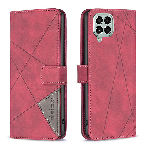 Leather Case Stands Flip Cover Holder B08F for Samsung Galaxy M33 5G Red