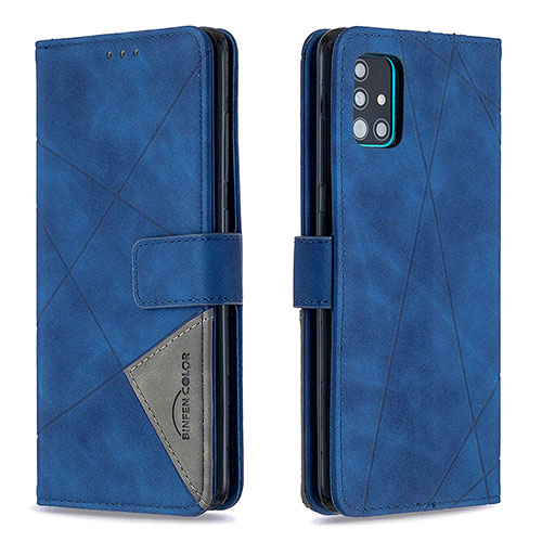 Leather Case Stands Flip Cover Holder B08F for Samsung Galaxy M40S Blue