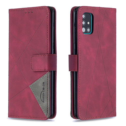 Leather Case Stands Flip Cover Holder B08F for Samsung Galaxy M40S Red