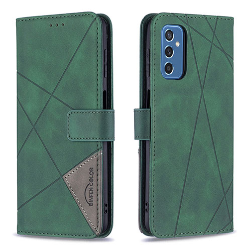 Leather Case Stands Flip Cover Holder B08F for Samsung Galaxy M52 5G Green