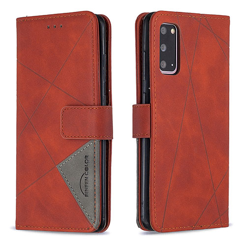 Leather Case Stands Flip Cover Holder B08F for Samsung Galaxy S20 5G Orange