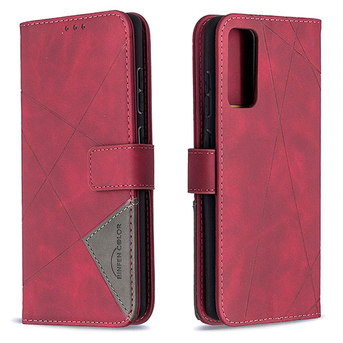 Leather Case Stands Flip Cover Holder B08F for Samsung Galaxy S20 FE (2022) 5G Red