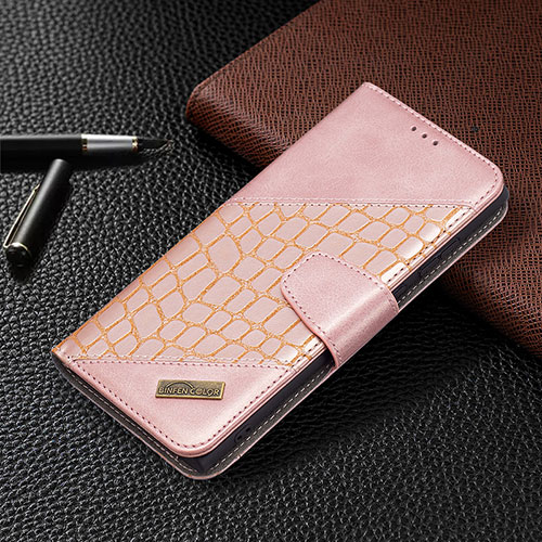 Leather Case Stands Flip Cover Holder B08F for Samsung Galaxy S21 Ultra 5G Pink