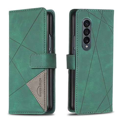 Leather Case Stands Flip Cover Holder B08F for Samsung Galaxy Z Fold3 5G Green