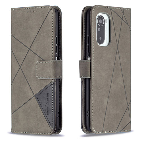 Leather Case Stands Flip Cover Holder B08F for Xiaomi Mi 11X Pro 5G Gray