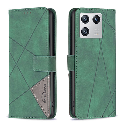 Leather Case Stands Flip Cover Holder B08F for Xiaomi Mi 13 5G Green