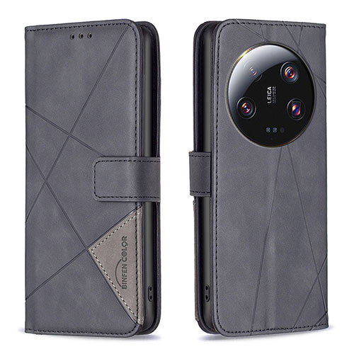 Leather Case Stands Flip Cover Holder B08F for Xiaomi Mi 13 Ultra 5G Black