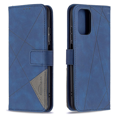 Leather Case Stands Flip Cover Holder B08F for Xiaomi Poco M5S Blue