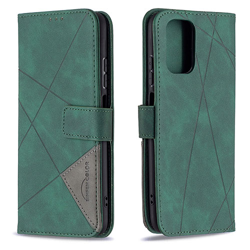 Leather Case Stands Flip Cover Holder B08F for Xiaomi Poco M5S Green