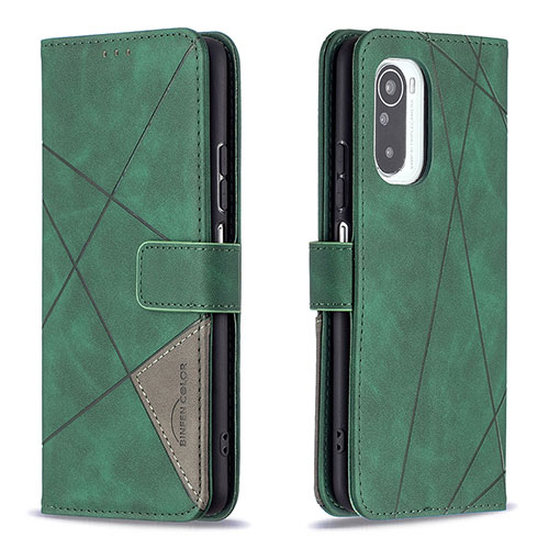 Leather Case Stands Flip Cover Holder B08F for Xiaomi Redmi K40 Pro 5G Green