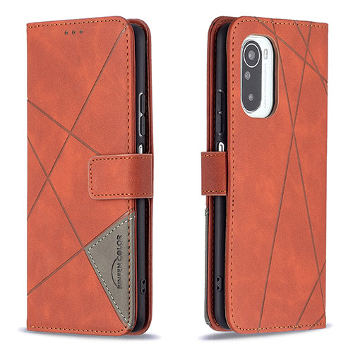 Leather Case Stands Flip Cover Holder B08F for Xiaomi Redmi K40 Pro+ Plus 5G Orange