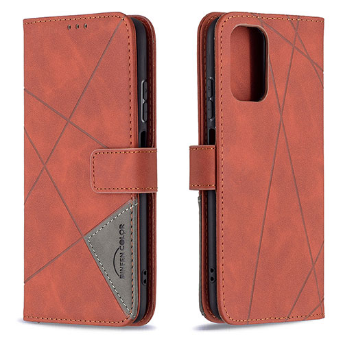 Leather Case Stands Flip Cover Holder B08F for Xiaomi Redmi Note 10 4G Orange