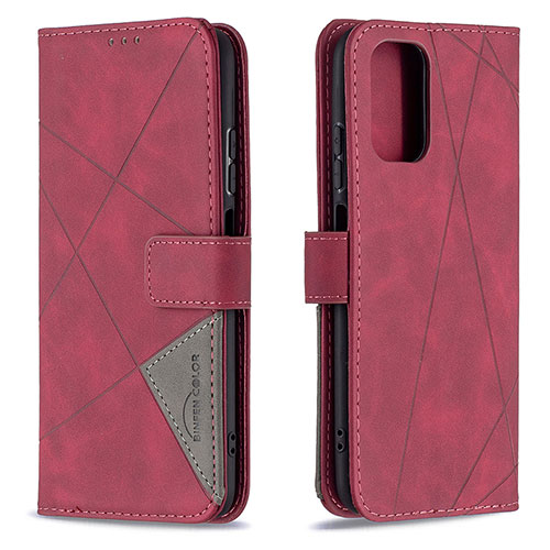 Leather Case Stands Flip Cover Holder B08F for Xiaomi Redmi Note 10 4G Red