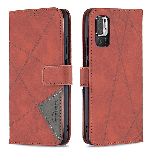 Leather Case Stands Flip Cover Holder B08F for Xiaomi Redmi Note 10 5G Orange