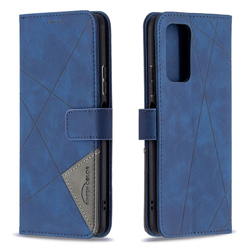 Leather Case Stands Flip Cover Holder B08F for Xiaomi Redmi Note 10 Pro 4G Blue