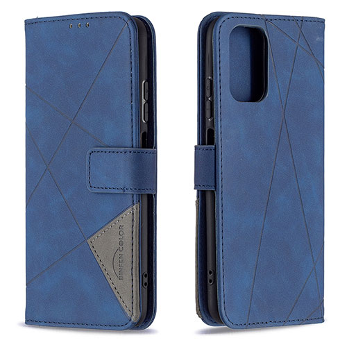 Leather Case Stands Flip Cover Holder B08F for Xiaomi Redmi Note 10S 4G Blue