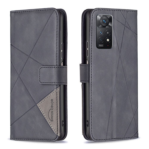 Leather Case Stands Flip Cover Holder B08F for Xiaomi Redmi Note 12 Pro 4G Black