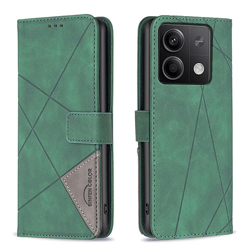 Leather Case Stands Flip Cover Holder B08F for Xiaomi Redmi Note 13 5G Green