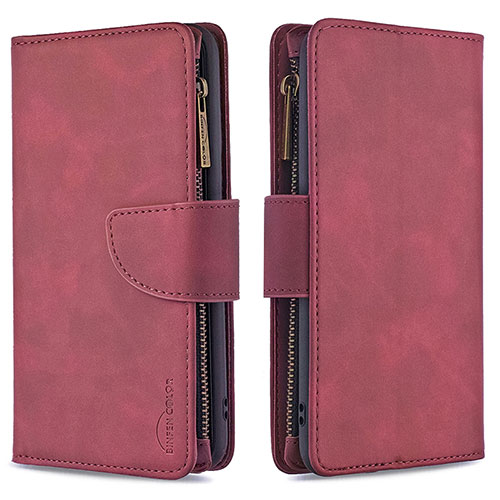 Leather Case Stands Flip Cover Holder B09F for Samsung Galaxy M10 Red