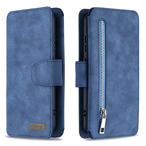 Leather Case Stands Flip Cover Holder B09F for Samsung Galaxy M11 Blue