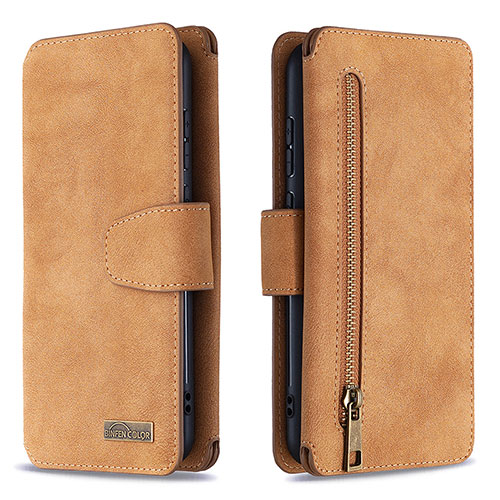 Leather Case Stands Flip Cover Holder B09F for Samsung Galaxy M11 Brown