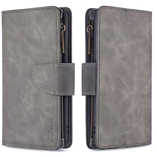 Leather Case Stands Flip Cover Holder B09F for Samsung Galaxy M60s Gray