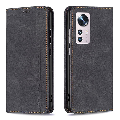 Leather Case Stands Flip Cover Holder B09F for Xiaomi Mi 12S 5G Black