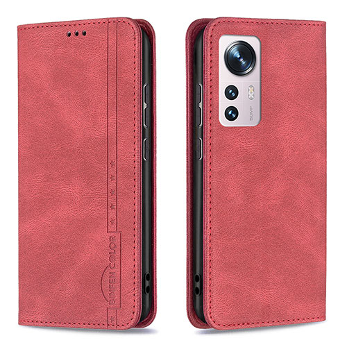 Leather Case Stands Flip Cover Holder B09F for Xiaomi Mi 12S 5G Red