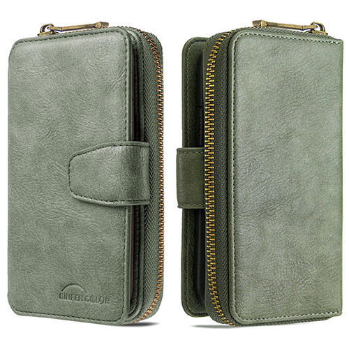 Leather Case Stands Flip Cover Holder B10F for Samsung Galaxy S20 Ultra 5G Green