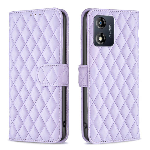 Leather Case Stands Flip Cover Holder B11F for Motorola Moto E13 Purple