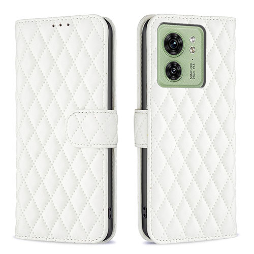 Leather Case Stands Flip Cover Holder B11F for Motorola Moto Edge (2023) 5G White