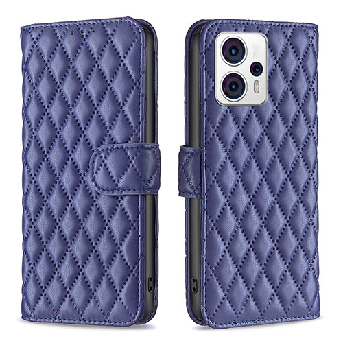 Leather Case Stands Flip Cover Holder B11F for Motorola Moto G23 Blue