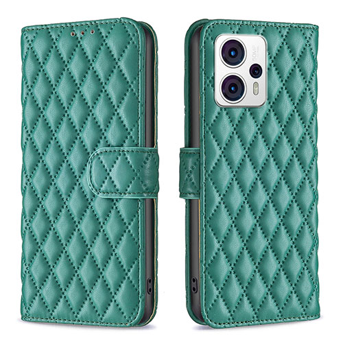 Leather Case Stands Flip Cover Holder B11F for Motorola Moto G23 Green