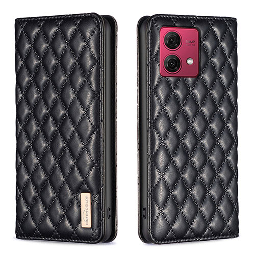 Leather Case Stands Flip Cover Holder B11F for Motorola Moto G84 5G Black