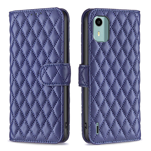 Leather Case Stands Flip Cover Holder B11F for Nokia C12 Blue