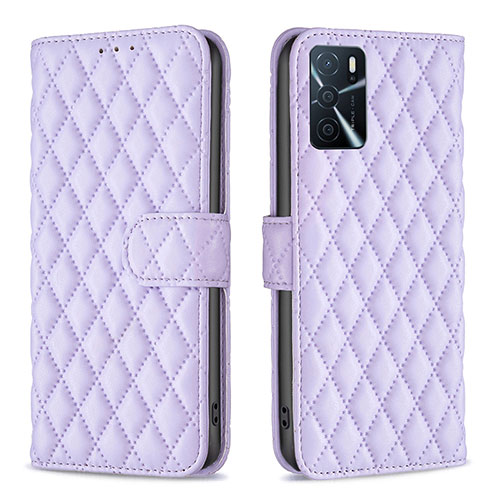 Leather Case Stands Flip Cover Holder B11F for Oppo A16s Purple