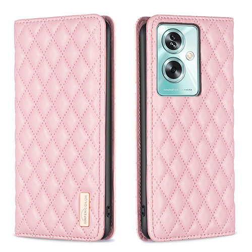 Leather Case Stands Flip Cover Holder B11F for Oppo A2 5G Rose Gold